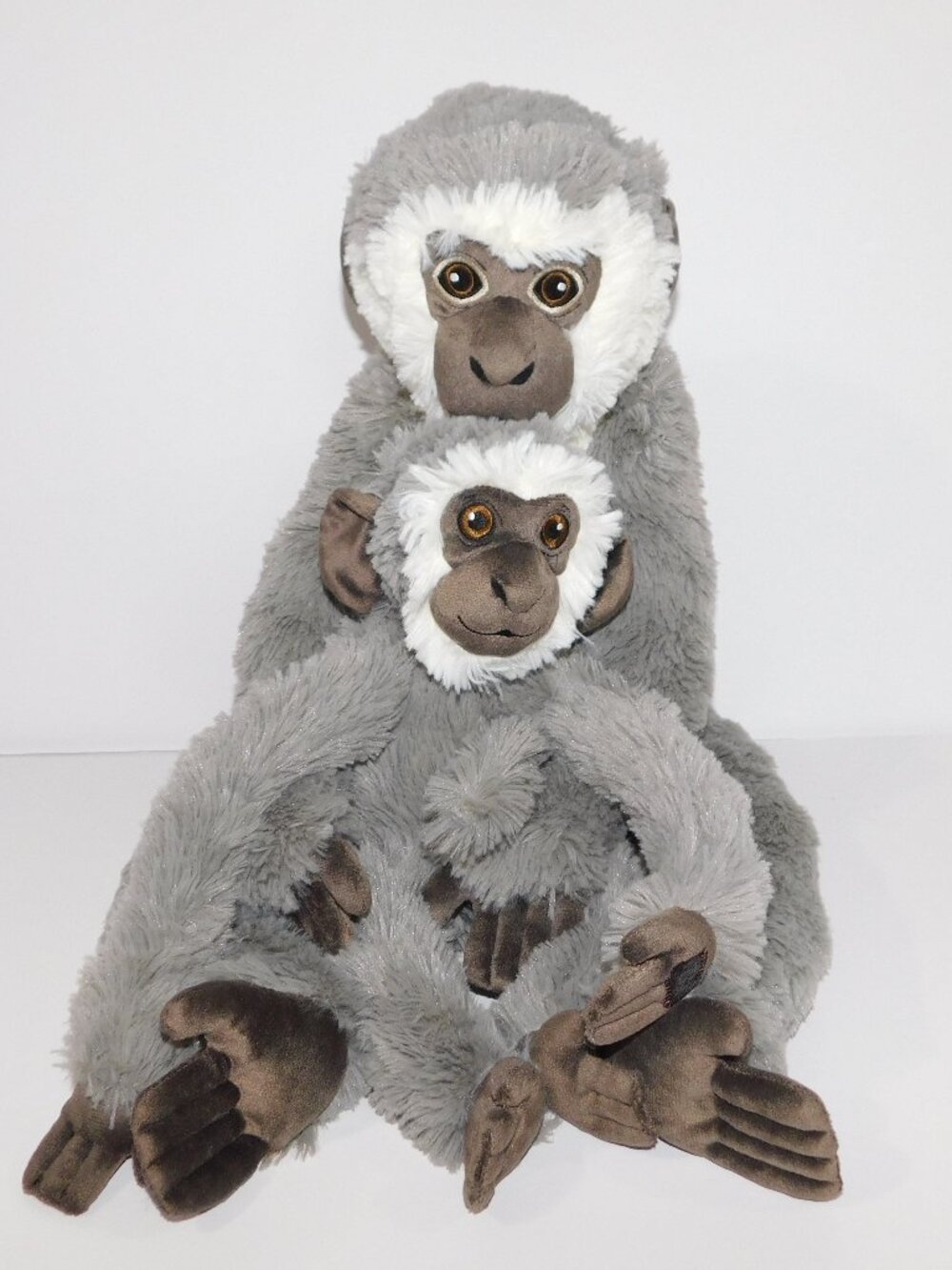 IKEA SANDLÖPARE Sandlopare vervet monkey with baby Gray Plush Stuffed 22" & 14"